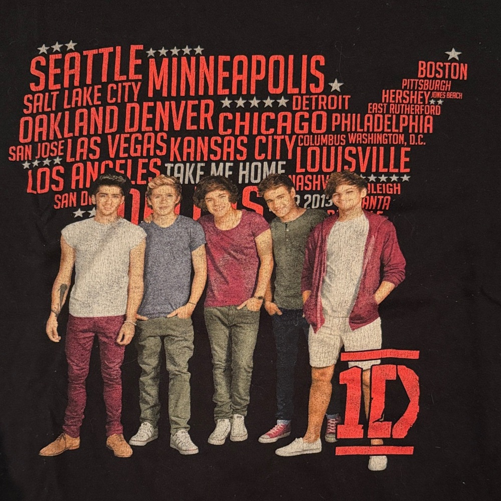 1D Black One Direction Tour Graphic Tee - Harry Styles vintage band t-shirt